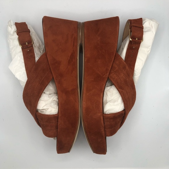 **POPULAR** J CREW DARK COGNAC MARCIE SUEDE WEDGE - Picture 3 of 16